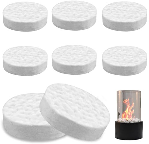 8 Piezas Lana de Cerámica para Bioetanol, 8,6 x 8,6 x 2,5 cm, Lana de cerámica para Chimenea de bioetanol, Esponja de Cerámica Chimeneas, para Interior de Gel de Mesa, Larga duración de combustión