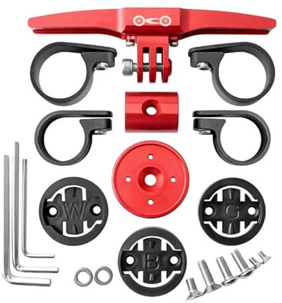 Voyoo 1 Juego de Soporte para computadora de Bicicleta, Soporte de liberación rápida de aleación de Aluminio Adecuado para Soporte de Manillar TT, Manillar de triatlón (Rojo)