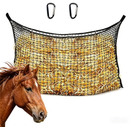Xolear Portátil Red de Heno para Caballos 90×120cm, Malla Fina 5x5 cm | Red Heno para Cabras Duradero y Resistente, Reduce Velocidad de Alimentación Caballos y Minimiza Desperdicio de Alimento