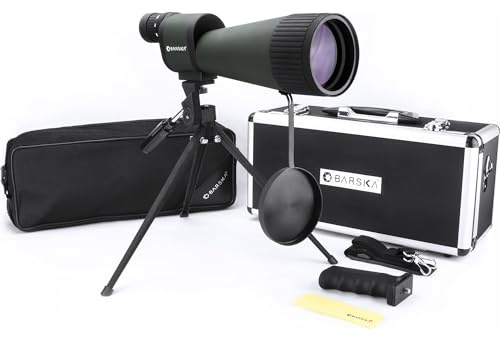 BARSKA Benchmark 25-125x88 Waterproof Straight Spotting Scope, Green/ Black