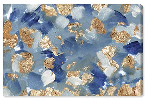 The Oliver Gal Artist Co. Abstract Wall Art Canvas Prints 'Oceans of Gold' Home Décor, 15 x 10, Blue