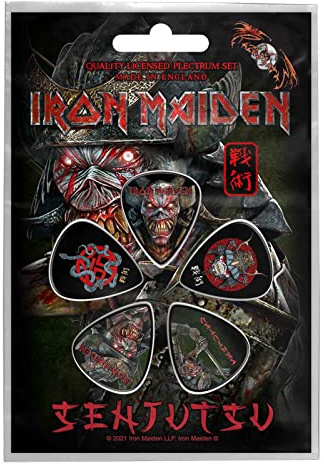 Iron Maiden Plectrum Pack Senjutsu Band logo Official 5 Pack Guitar Picks One Size