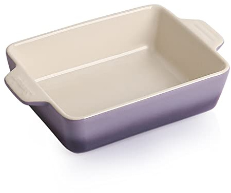 Sweejar Ceramic Baking Dish, Rectangular Small Baking Pan with Double Handles, 20 Oz for Cooking, Brownie, Kitchen, 6.5 x 4.9 x 1.8 Inches (Gradient Purple)