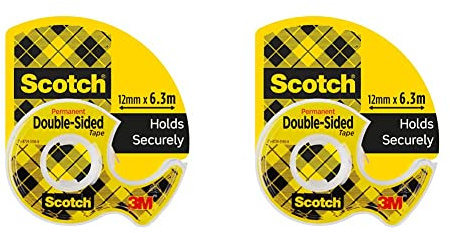 Scotch - Ruban adhésif double face 665 12 mm x 22,8 m à l'Unité & Lot de 2 rouleaux de ruban adhésif double face 12 mm x 6,3 m (Import Allemagne)