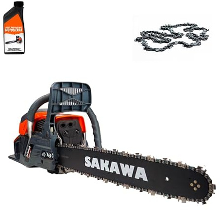 SAKAWA Motosierra Gasolina 48cc 18 + Aceite Engrase Cadena + Cadenas