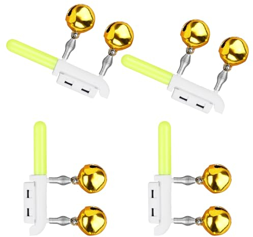 Jognee Knicklichter Angeln | 4 Stück Angel-Alarmglocken | Nachtlicht Knicklicht Angeln | Fluoreszierendes Rod Tip Glow Sticks für Angeln (Universal CR425 Batterie/Ohne Batterie)