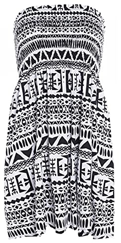 Women's Plain Printed Sheering Top Off-Shoulder Boobtube Style Shirt Ladies Beach Summer Mini Dress Gator Bandeau Oversized Strapless Boob Tube Plus Size 8-22
