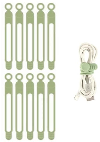 Attaches de Câble en Silicone,10 PCS Cable Tie Réutilisable Collier De Serrage Attaches Torsadées Sangle Organisateur pour Cordes et Gestion des Câbles