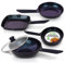 Nutrichef sartenes antiadherentes, Para grill, Freír y Pescado, Wok, 5 piezas, Recubrimiento ceramico, Compatibles con todo tipo de cocinas, Faciles de limpiar