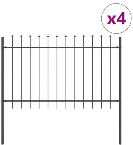 vidaXL Moderne graue Außenbarrieren-Paneele Set von 4 | Rostfreier pulverbeschichteter Stahl, wetterfest, einfach zu montieren für Gärten und Balkone, Zaun Balkon, korrosionsbeständig