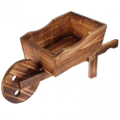 Carro De Madera para Flores, Carretilla, Macetero De Jardín, Soporte para Plantas De Interior para Exhibición, Pensamientos, Caléndulas, Begonias, Suculentas