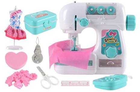 Machine à Coudre électrique, Mini Machine à Coudre Enfant, avec Poignée de Transport, Tissus, Fils, Accessoires Complets, Kit Couture Enfant éducatif, Jouet éducatif pour Enfants de 4 Ans et Plus