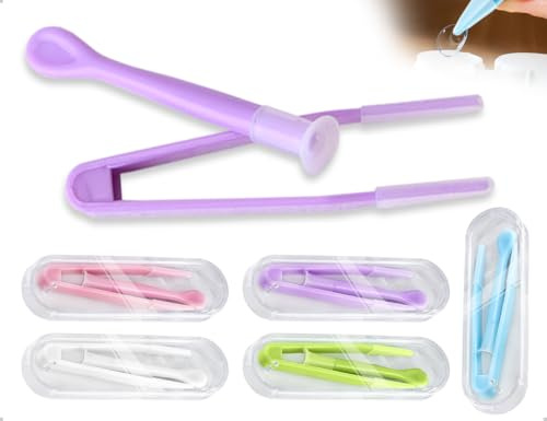 AOYEGIC Confezione da 5 ausili per l'inserimento di lenti invisibili, pinzette in plastica per lenti invisibili con ventosa, ideale per casa, viaggi e attività all'aperto per principianti (5 colori)