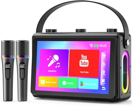 Karaoke Machine for Adults, Built-in 10.1 HD Lyrics Screen, Supports WiFi Bluetooth HDMI USB and TF, Portable Karaoke Player with 2 Wireless Microphones for Home Party Family Gathering