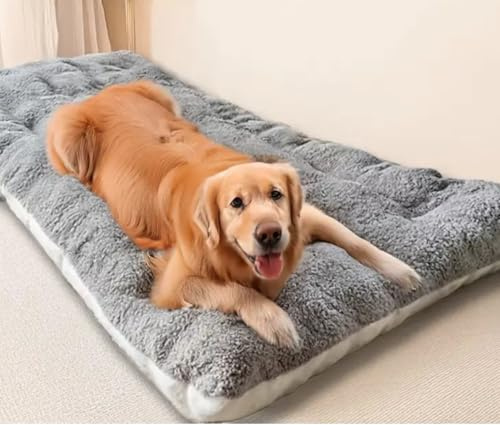 Jyswx Dog Crate Bed Extra Large - Washable Calming Dog Mattress with Anti-Slip Bottom, Soft Comfortable Pet Cushion Pillow for Large Dogs, Grey, 60×40×5 cm