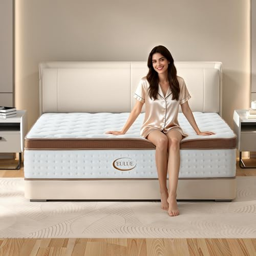 EULUEHOME Queen Size Mattress 12 Inch, Hybrid Mattresses in a Box, Medium Firm Individual Pocket Springs Fiberglass Free Breathable and Stress-Relieving CertiPUR-US 80 x 60