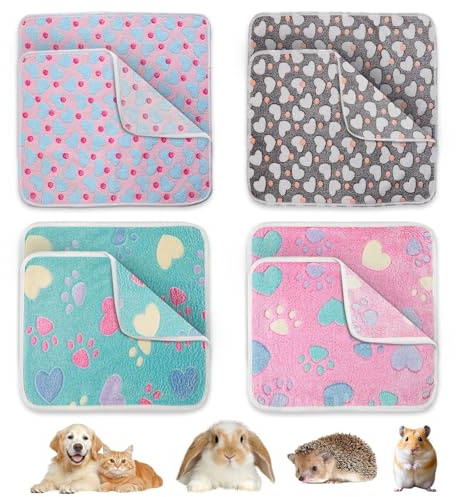 Lirynox Guinea Pig Fleece Cage Liner, 8 Pcs Small Animal Fleece Bedding, Reusable Hamster Pee Pad Bedding, Washable & Air Dried Pee Pads for Hamster Ferret Kittens Squirrels Hedgehog (25x25cm)