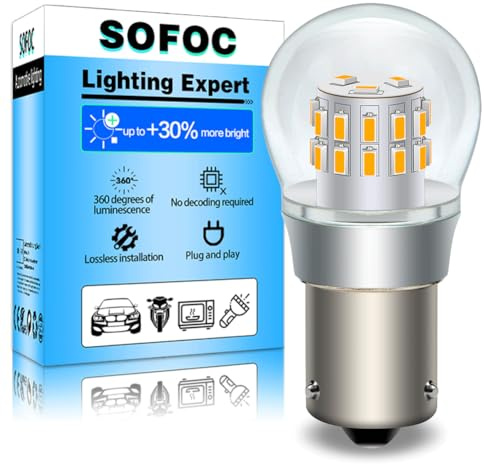 SOFOC BAU15S PY21W LED Bulb 6V 12V 24V Vit No Error Design för blinkers dimljus sidomarkeringsljus & DRL 1 st