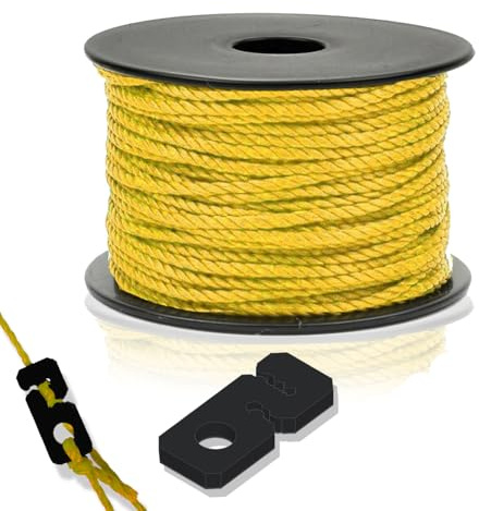 Smartyfix Maurerschnur – 50m 1,7mm – inkl. Schnurspanner – reißfest & witterungsbeständig – Perfekt als Richtschnur, Bauschnur, Pflasterschnur & Lotschnur