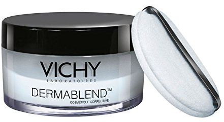 Vichy Dermablend Fixierpuder für Teint-korriegierendes Make-up, Für ein langanhaltendes mattiertes Finish, Bei empfindlicher und unreiner Haut, Transparentes Puder, 28 g