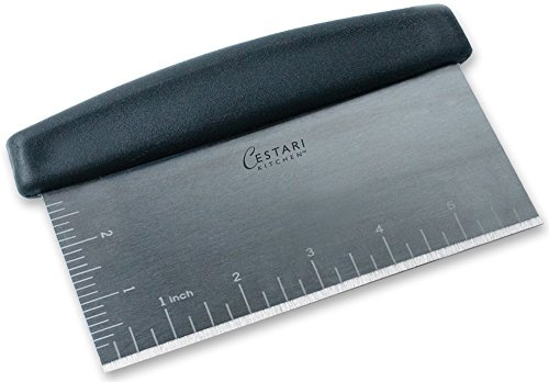 Cestari Dough Scraper Bench Knife: Professional Quality Heavy Duty Stainless Steel Bench Scraper, Chopper, Cutter - Perfect for Pastry, Nuts, Herbs, Chocolate, Pizza Dough, Soap, Bread Baking