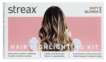 Streax Hair Highlighting Kit – Soft Blonde Shade – 75 g / 2.65 oz – Complete At-Home Highlight Kit with Developer, Colourant, Conditioner, Brush & Gloves