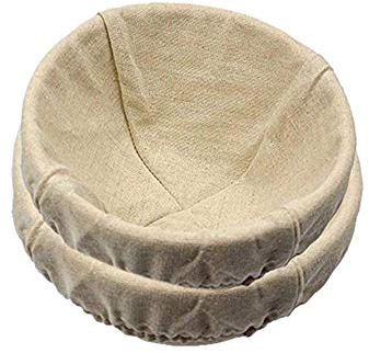 Banneton Lot de 2 paniers à pain ronds en rotin naturel avec doublure en lin 21,6 cm