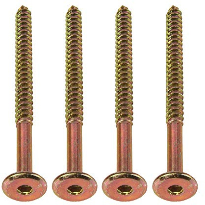 70mm Furniture Wood/Timber Connector Screws Hex Drive Steel Flat Head Set of 4
