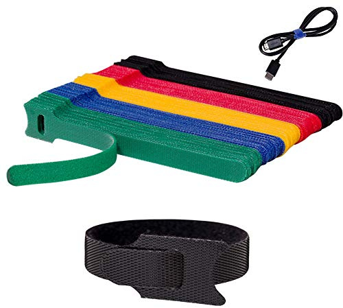 BALABALA 100PCS Cable Ties 6 Inch, Reusable Hook and Loop Straps for Cord Management, Fabric Fastening Straps with Strong Grip, Multi-Color Adjustable Cable Organizer for Home Office Electronics