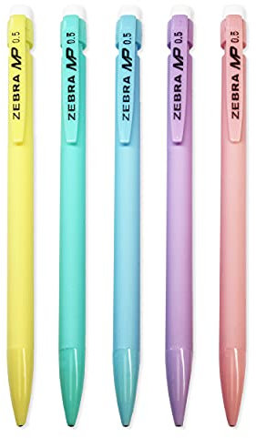 Zebra MP Mechanical Pencil - 0.5mm Fine Nib - Graphite Lead - Pastel Set of 5