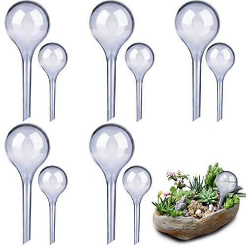 LOCOLO 10-Piece Plant Watering Globes 2 Sizes Self Watering Globes PVC Plastic Plant Watering Bulbs for Outdoor Indoor House Potted Plants Watering Bulb, Easy and Effective (grey)