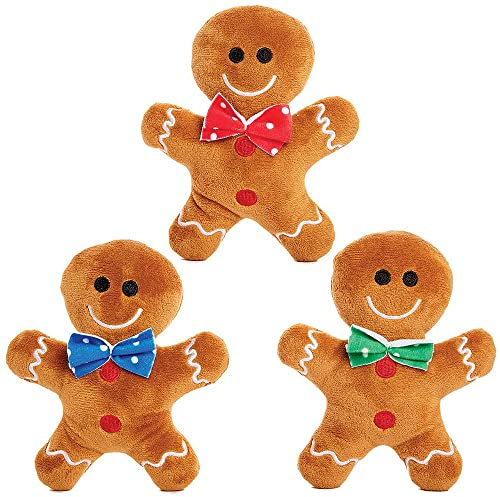 Baker Ross FX333 Lebkuchenmann Plüsch Kuscheltiere - 3er Pack, Weihnachtsplüschtier, Stofftiere für Kinder, Nikolausgeschenke für Kinder