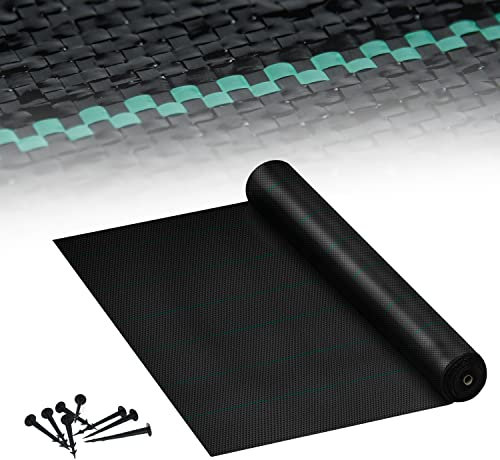 TRMLBE Panno per Erbacce 50m² Telo da Giardino Pellicola da Giardino Permeabile all'Acqua 100g/m² Anti-UV Tessuto in Vello per Erbacce Panno per Substrato (1 x 50m)