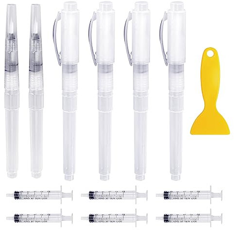 6 bolígrafos de pintura de retoque, 6 piezas de jeringas de 2,5 ml, 1 raspador, accesorios de reparación de pared, pinceles rellenables, adecuado para reparar paredes, grietas de puertas