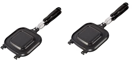 OQHAIR 2 Pezzi Toast Press Pie Tostapane Piatto da Forno Uovo Stampo in Alluminio Doppio Formaggio Maker Padella Manico Grill Sandwich Waffle Macchina per la casa Non Fare Grigliare Pane