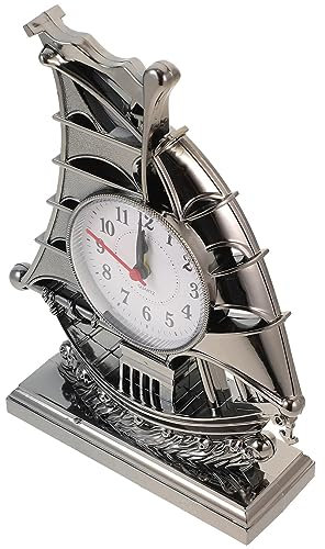 HOMSFOU Orologio Tavolo Per Ufficio Figurina Di Barca Modello Di Nave Orologio Da Nave Domestico Orologio Da Tavolo in Stile Mediterraneo Orologio Da Parete Alunno Plastica Scrivania