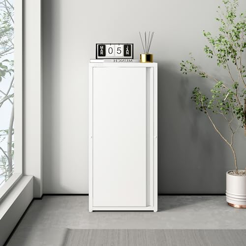 [en.casa] Metallschrank Burlöv Aktenschrank mit Einer Tür Büroschrank 2 höhenverstellbare Ablagen Ordnerschrank 88 x 40 x 35 cm Weiß Spind Schrank