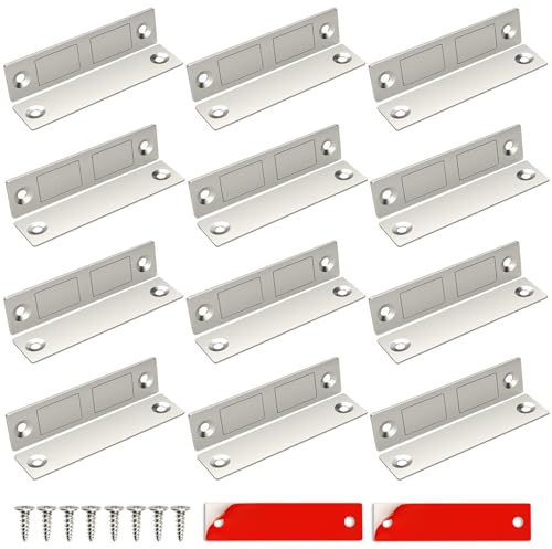 Jiayi Imán para Puerta de Armario, 12Pack Cierre Magnético Ultra Delgado para Puerta de Armario, Cierre Magnético de Cajón para Armario Cierre Magnético Doble Delgado para Puerta de Armario de Muebles
