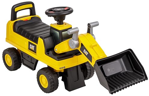Baroni Toys Ruspa/Escavatore Cavalcabile per Bambini 1-3 Anni, con Licenza CATERPILLAR, Clacson Sonoro, Pala Mobile e Vano Portaoggetti, Dispositivo Antiribaltamento, 28x85x48cm
