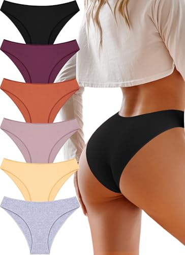 UNDER THE SEA Cotton Underwear for Women 6 Pack Sexy Bikini High Cut Breathable Cheeky Panties Underwear Womens Lingerie Outfits Clothes
