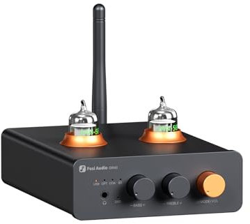 Fosi Audio GR40 Preamplificatore a Valvole con DAC, Amplificatore Cuffie da 3,5 mm per Altoparlanti Attivi/Cuffie, Preamplificatore Convertitore Audio Digitale/Analogico con Bluetooth e USB/OPT/COAX