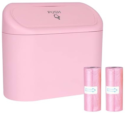 Flaconi Papelera Coche,Accesorios Para Coche,Accesorios Coche Interior,Organizador Coche,Bote de Basura para Coche pequeño con 40 bolsas,Portátil Caja de Almacenamiento Colgante para Coche (Rosa)
