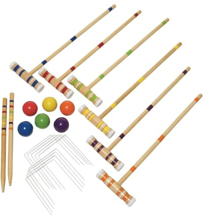 RNXRZANK Croquet Set for 6 Lawn Croquet Game Set, Premium, Six Player Croquet Set