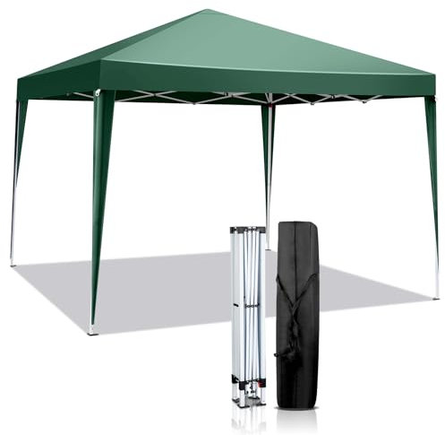 3x3m Tonnelle de Jardin Pliable Aluminium Imperméable Tente de Reception avec aux UV Pavillon Bleu Bâche PE Epaisse de env pour Fête Marriage Les Activités Commerciales (Grün)