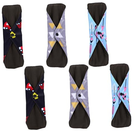 BEBEMOKO 6piezas Compresas Menstruales Reutilizables De Microfibra Lavables y Absorbentes Para Flujo Mediano Protección Ecológica y Comodidad Para Viajes y Uso Diario