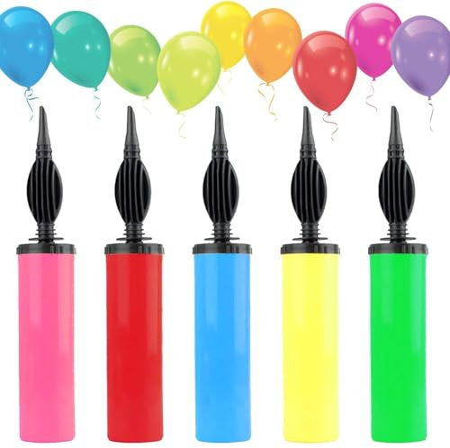 Ballonpumpe zum Aufblasen von Luftballons | Doppelhub, 30cm, farbenfroh | Luftballonpumpe Ballon Pumpe Handpumpe Luftpumpe Party Kindergeburtstag