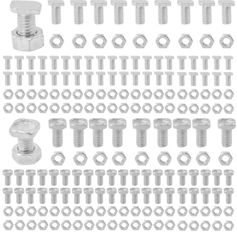 Dadi e bulloni per serra, 100 set di viti in alluminio per serra (50 set ciascuno di dadi e bulloni a forma di T e dadi e bulloni quadrati) accessori essenziali per la manutenzione della serra