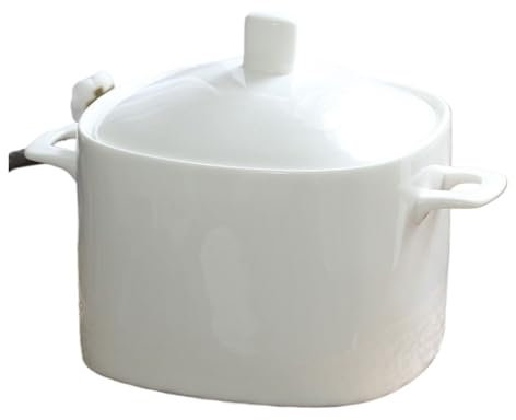 MZSKLW Marmite à Soupe carrée en céramique Blanche résistante aux Hautes températures avec Couvercle