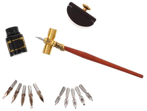 DIYEAH Penna Immersione in Legno Per Calligrafia Set Di Penne Per Principianti Portapenne Forniture Di Cancelleria Per Disegno e Scrittura Mano