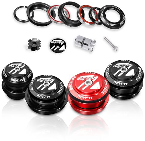 AEYINO 1-1/8 Juego de dirección para bicicleta MTB Threadless 34 44 44-55 44-55 44-56 mm, tubo recto cónico, bicicleta de montaña, bicicleta de carretera, doble sellado, para expansor de marco de
